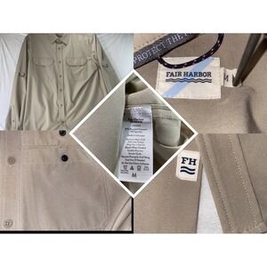 Fair Harbor Shirt Mens Medium Tan Long Sleeve Sun Protection Fishing Performance